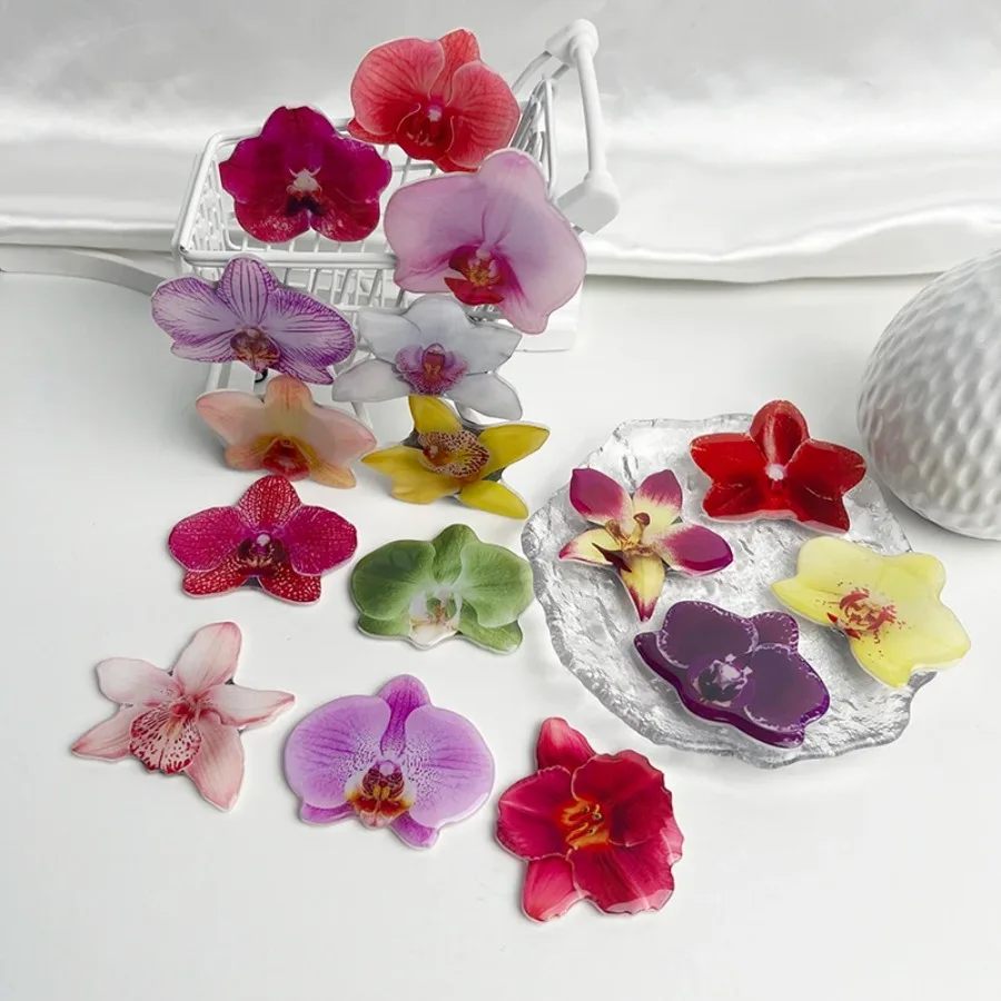 

Orchid Series Refrigerator Magnets Kitchen Ornament Cymbidium Acrylic Drip Glue Refrigerator Sticker Home Decoration