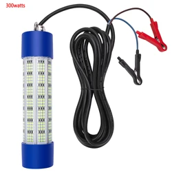 Pinboer-luz de pesca subacuática, luz LED sumergible de alta potencia, DC12V, 200W, 300W, verde y blanco, señuelo y lámpara buscador atrayente