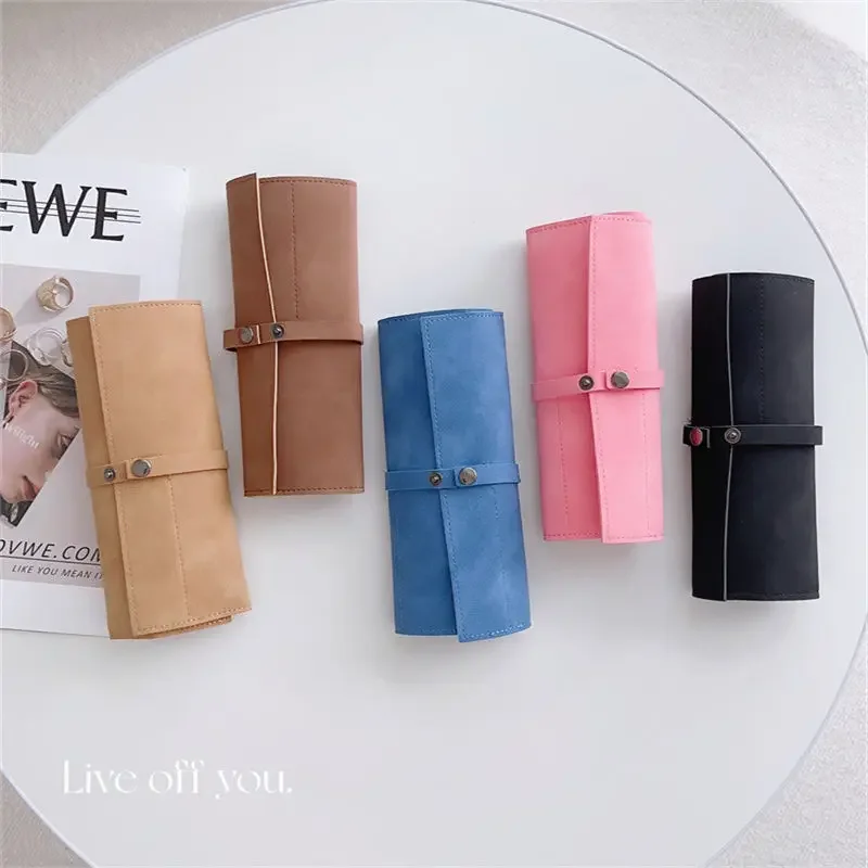 Retro genuine leather watch roll box watch bag storage box suitable for storing watch straps with removable anti-slip buckle