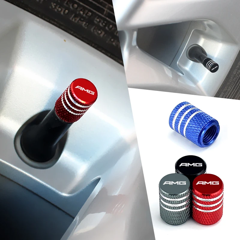 Tire Valve Stem Covers for Mercedes Benz AMG W204 W205 W211 W212 W220 W246 W176 W246 W203 Alloy Car Wheels Valve Accessories