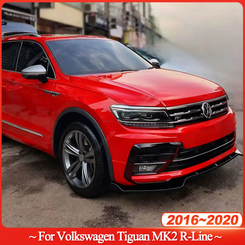

Front Bumper Lip Diffuser Spoiler Splitter For Volkswagen Tiguan MK2 R-Line Pre-facelift 2016-2020 Gloss Black Bodykits Tuning