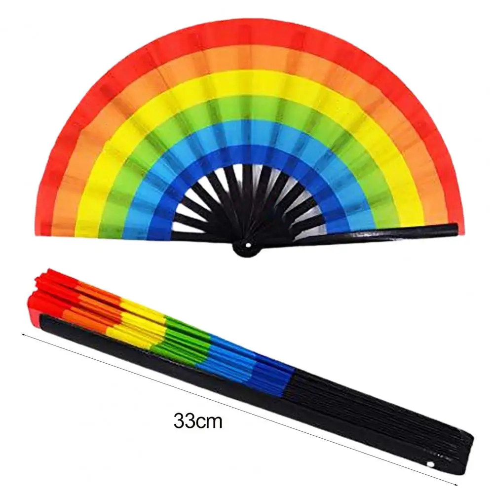 Large Hand Fan UV Light Fan Folding Fan Sturdy Fan Bone Bright Color Glow in The Dark Festival Disco Club Fan abanico eventail