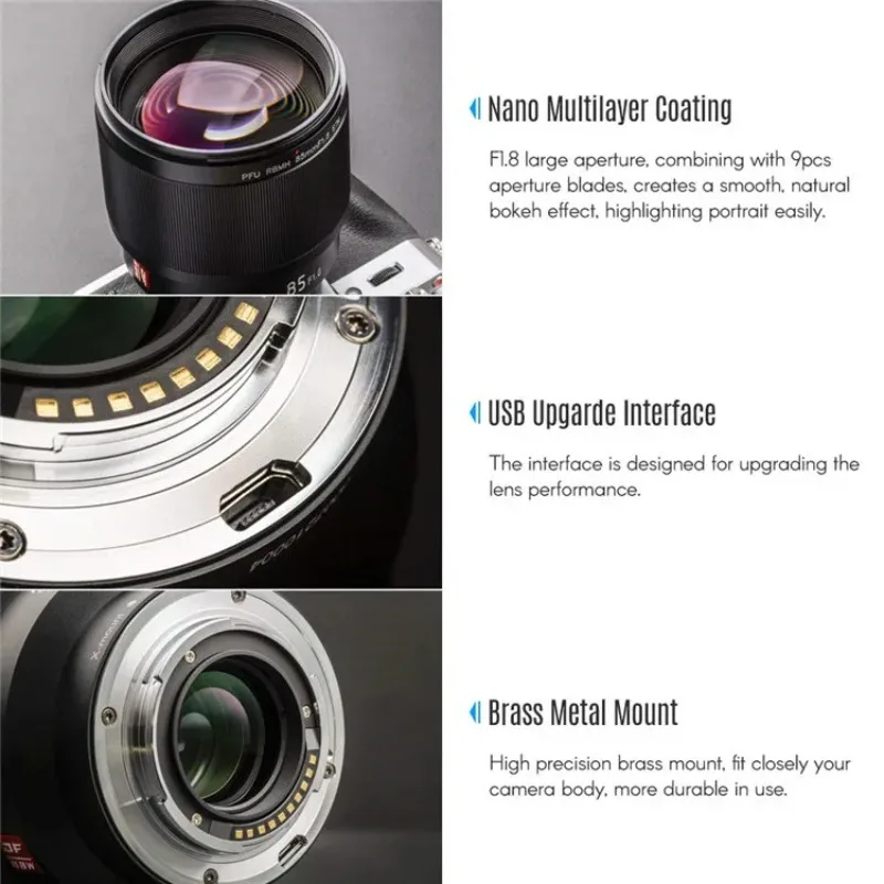NEW Hot Sales Viltrox (For Fuji X Mount) Auto Focus Standard Prime Lens Portrait 85mm F1.8 STM Lens for Fujifilm