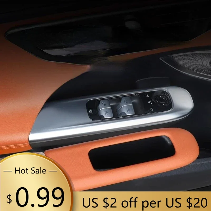 

Steering Covers For Mercedes Benz C Class GLC W206 X254 2022-2024 Leather Brown Car Window Lift Panel Cover Trim Sticker Car A