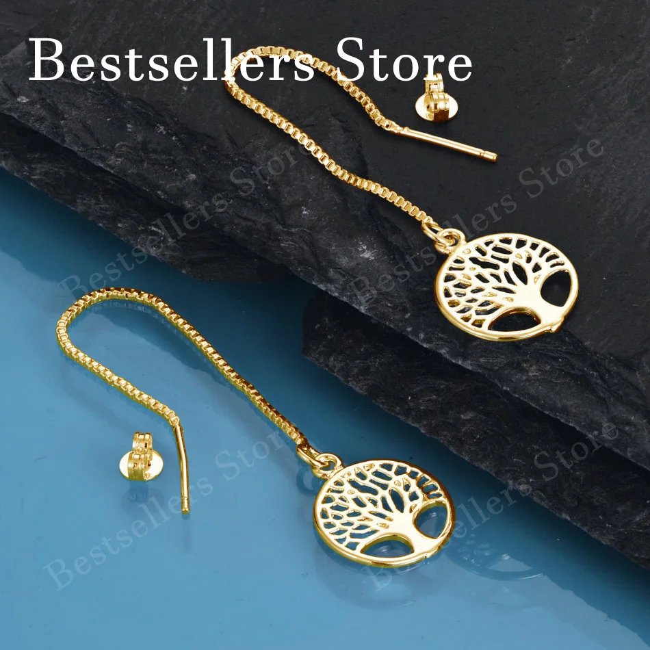 Exquisite 18K Gold-Plated Openwork Tree Earrings – Fashionable Women's Jewelry for Weddings and Parties