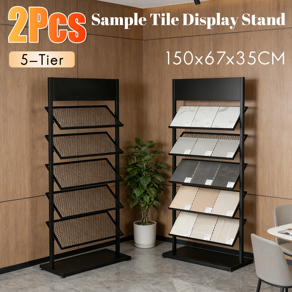 

2PCS 5-Tiers Single Literature Rack Floor-Standing Building Material Swatch Sample Display Holder for Trade Show Vendor Events ﻿