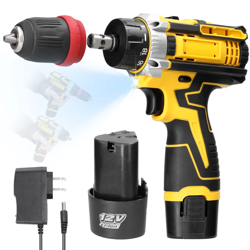 12 V 2in1 Lithium Drill Electric Screwdriver Power Tool Brushed Motor Practical Screw Driver for Home Appliances Furniture