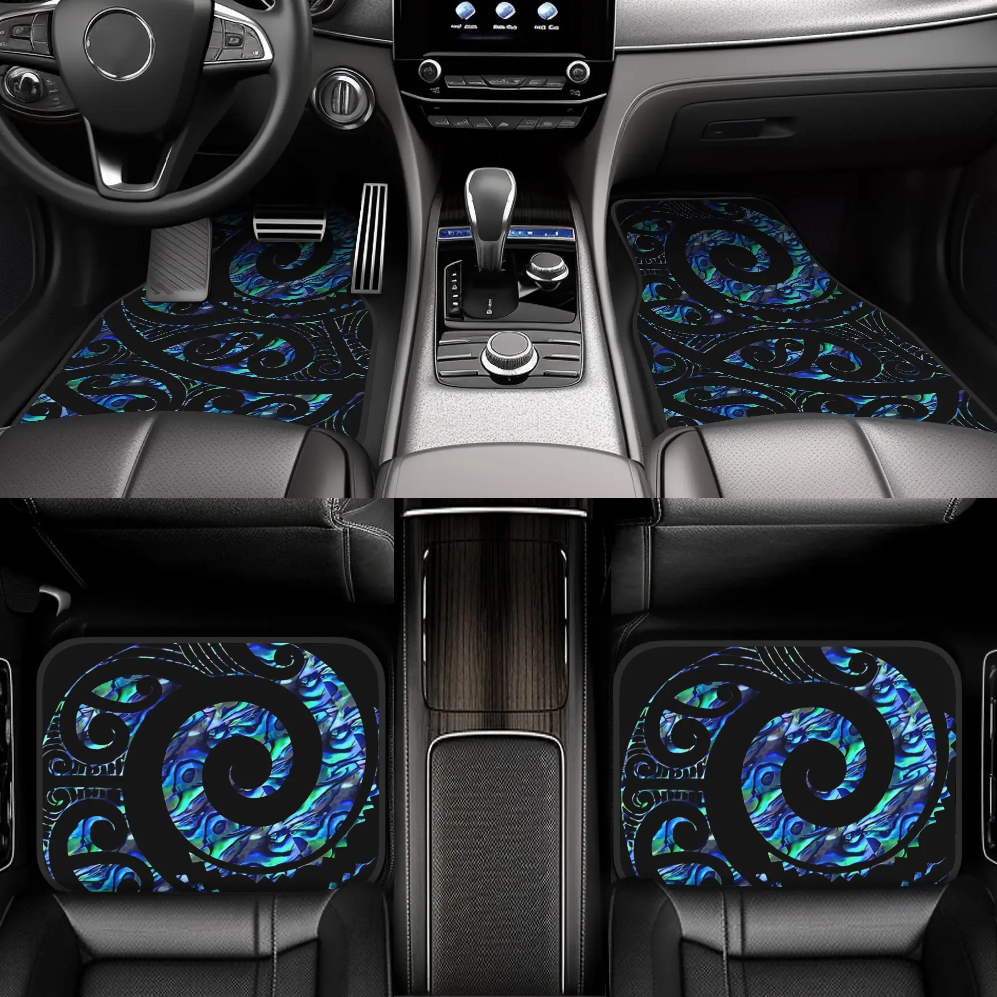 

Набор из 4 шт. Maori Paua Shell Tattoo, мультяшные автомобильные коврики для защиты от атмосферных воздействий, прочные универсальные напольные вкладыши, идеальный подарок