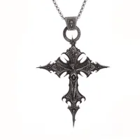 Vintage Gothic Crucifixion Skull Cross Pendant Necklace for Men Statement Street Ride Party Jewelry Accessories