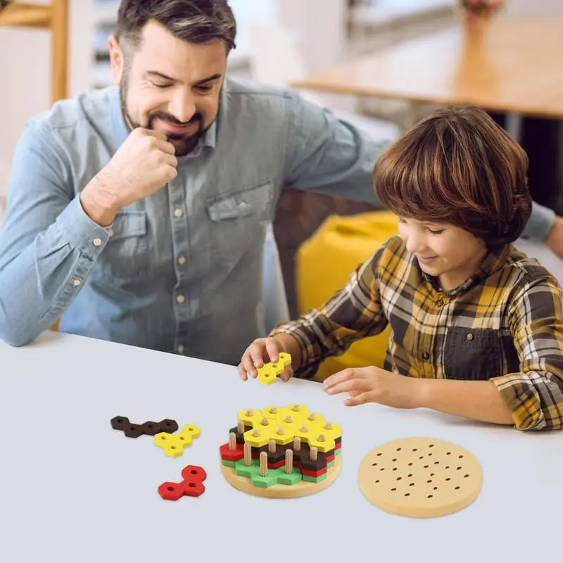 Hamburger-Spielzeug, Stapelspielzeug für die Hand-Auge-Koordination, Rollenspiel, Steigerung des logischen Denkens, Eltern-Kind-Interaktion für Jungen und Mädchen