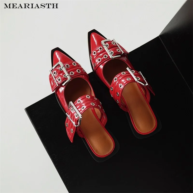 

Fashion Female Sandals Red Fashion flats slippers Women Pumps Footwear Slingbacks Shoes Pointed Toe Buckle Strap Ladies Shoes