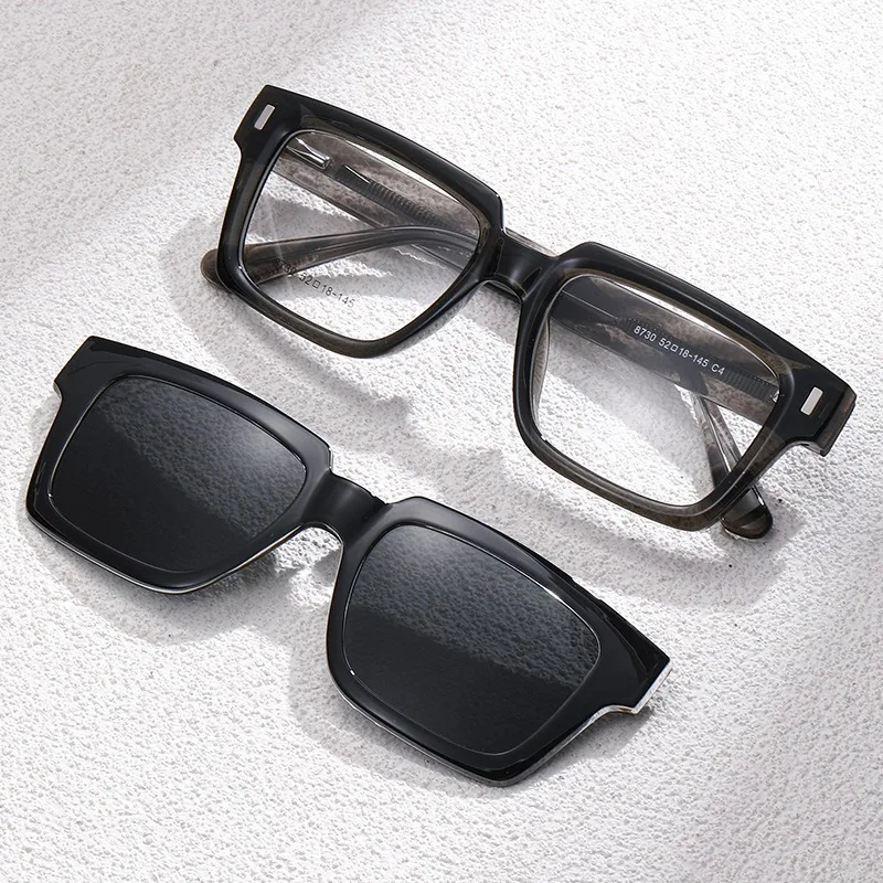 

Acetate Clip On Glasses Men Driving UV400 Lens Optical Myopia Eyewear Men Custom Prescription Glasses for Man TR90 Eyeglasses