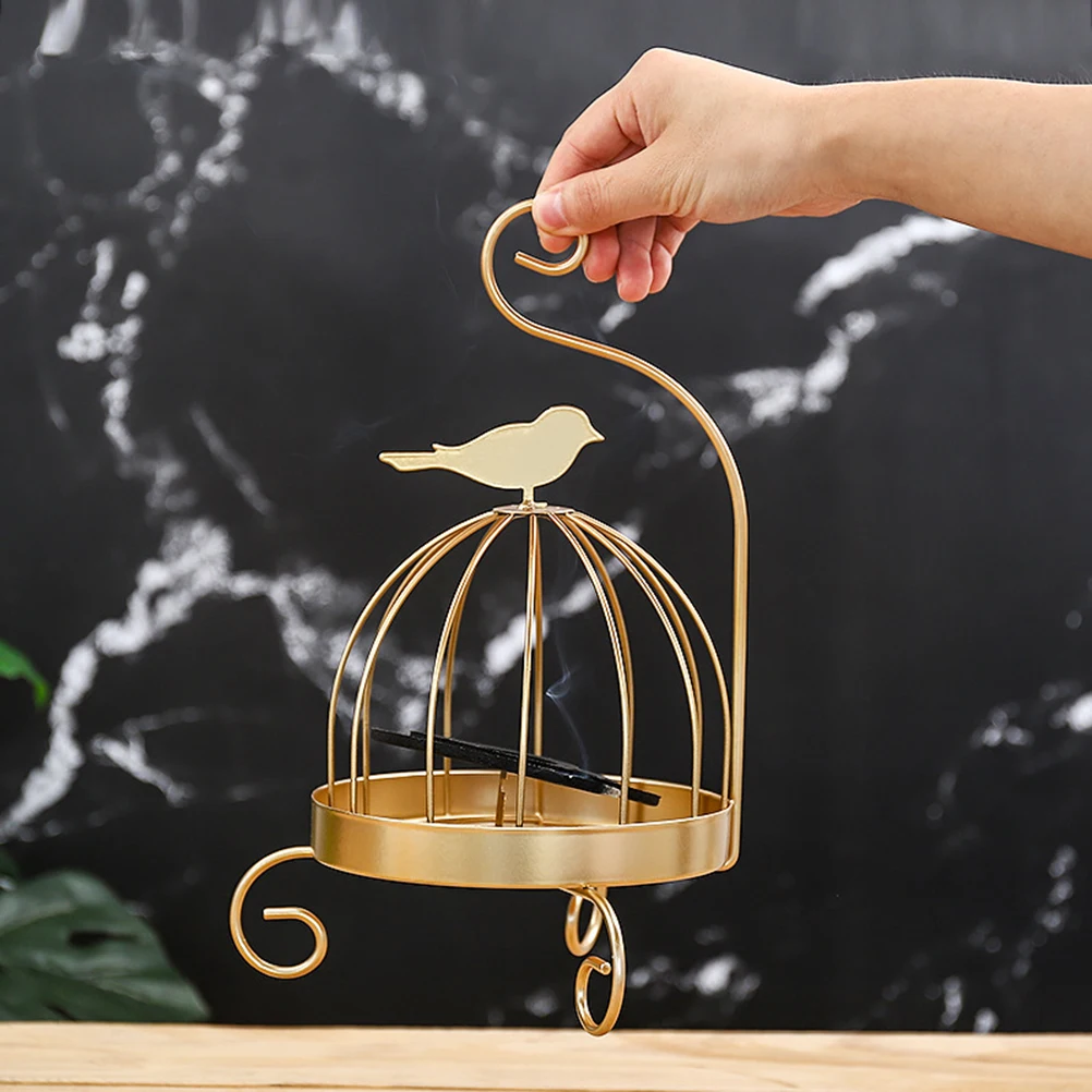 

Metal Bird Cage Ornaments Desktop Decoration Table - Incense Holder Candlestick Holders