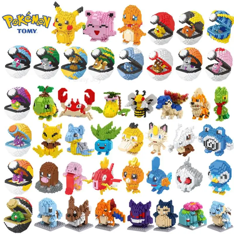 75 Style Pokémon Building Blocks Assembly Anime Picachu Charizard Blastoise Bulbasaur Gengar Bricks Figures Toy for Kid Gift