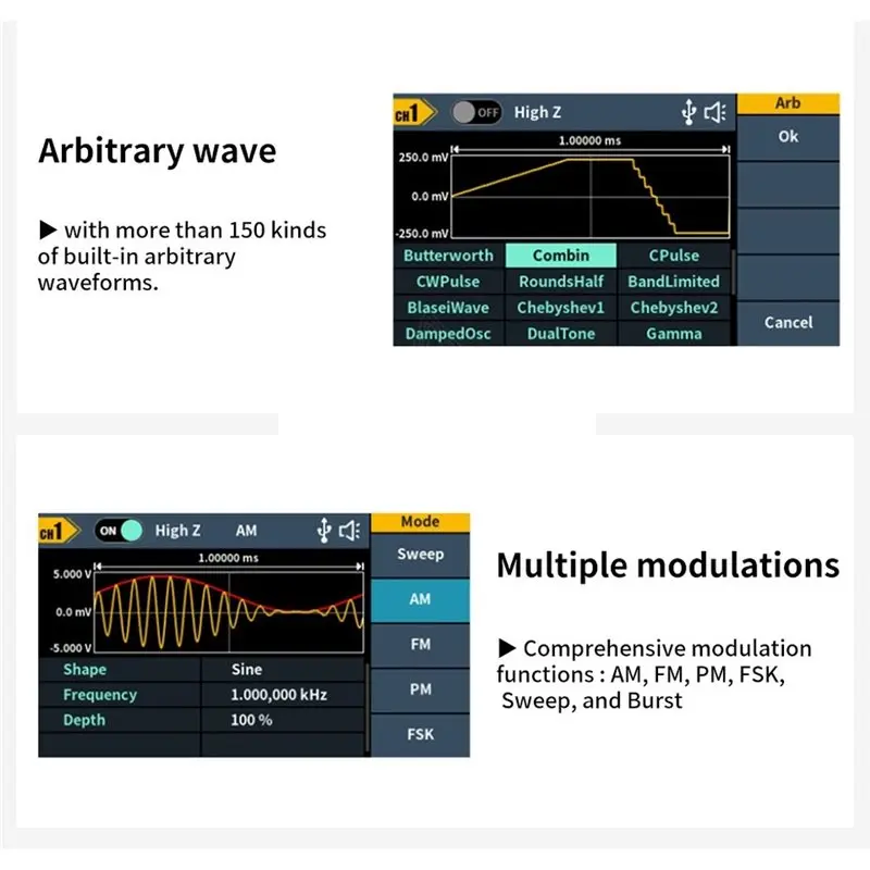 OWON Swept Frequency Pulse DGE2035 35Mhz 14Bits, Modulation Swept Frequency, Pulse, Storage EU Plug