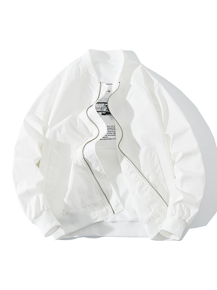 

Pure Color MA Pilot Jaet Autumn Winter Casual Loose ex Couple Baseball Sle Zipper Closure Long Sve Youth Faion