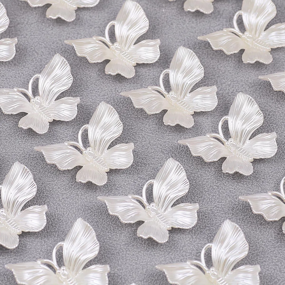 10Pcs Ivory Acrylic Butterfly Charms 39×32mm Textured Pendant Beads for DIY Jewelry Handmade Craft Earrings Accessories Gift