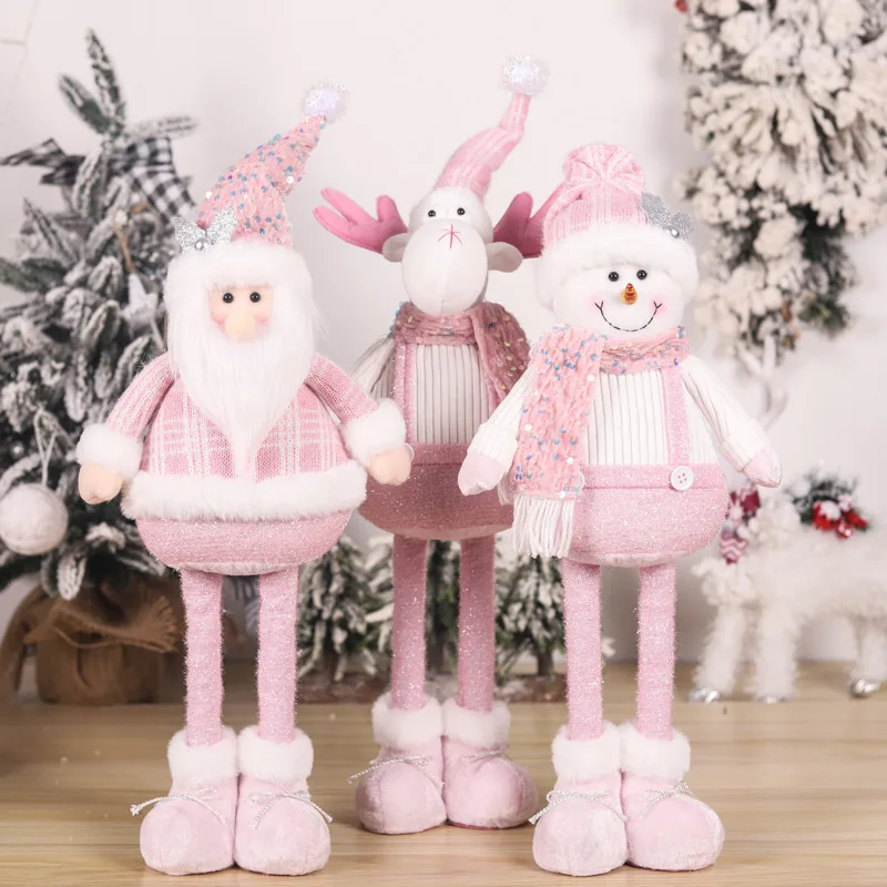 

Christmas Stretchable Elderly Snowman Reindeer Male Pink Glitter Knitted Hat Christmas Decoration Window Display Couple Gift