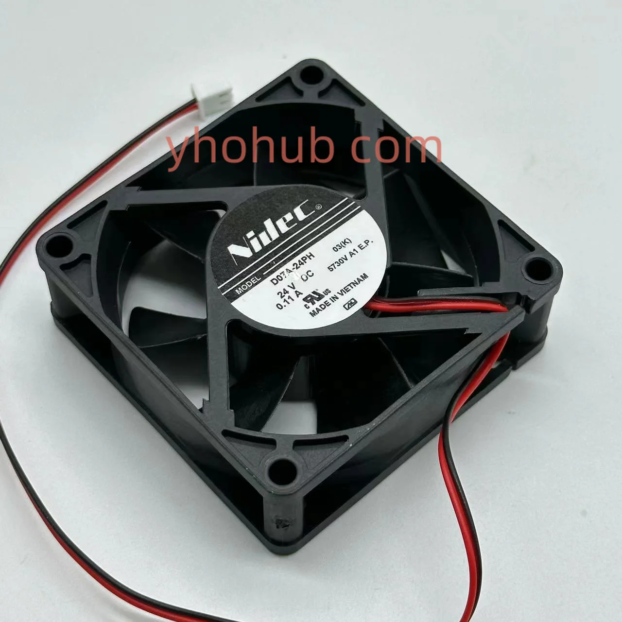 

Nidec D07A-24PH DC 24V 0.11A 70x70x25mm 2-Wire Server Cooling Fan