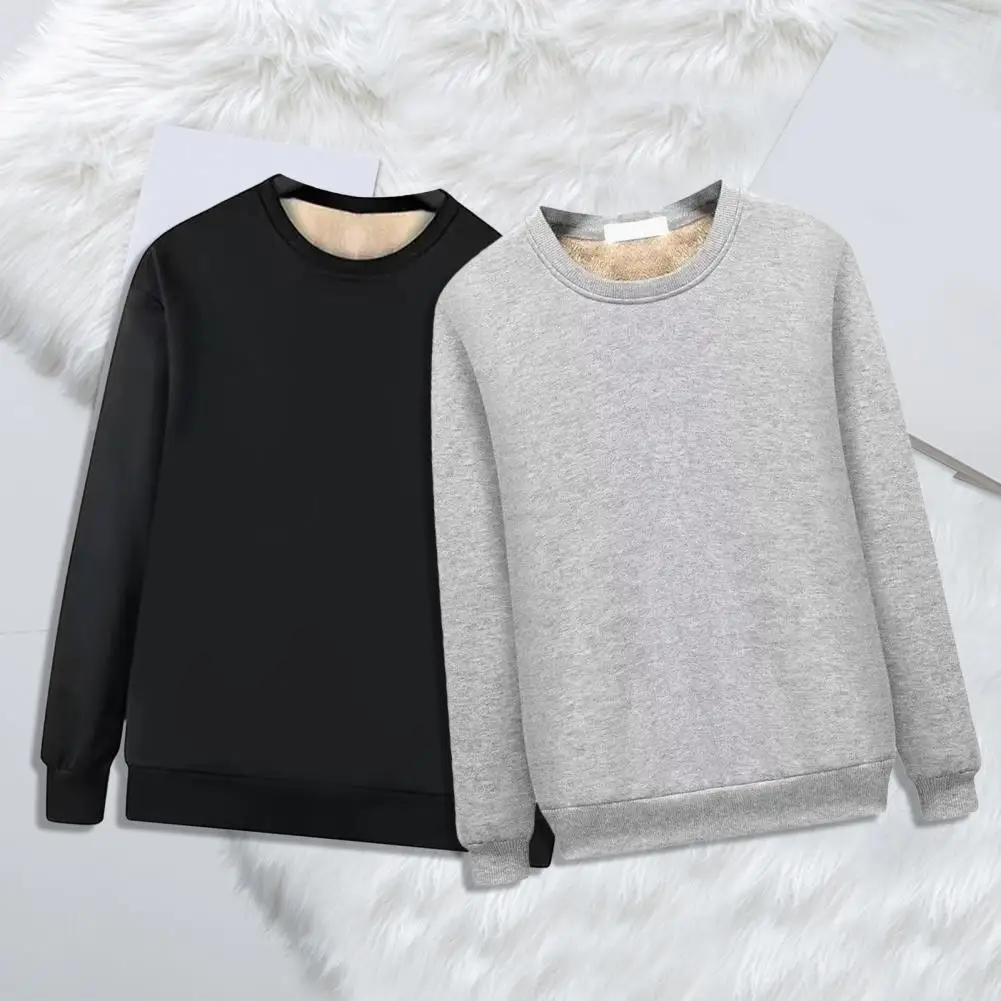 Winter Men Sweatshirt Plush Keep Warm Long Sleeves Pullover Top Elastic Cuff Plus Size Bottoming Top Daily Wear Clothes 남성 스웨터