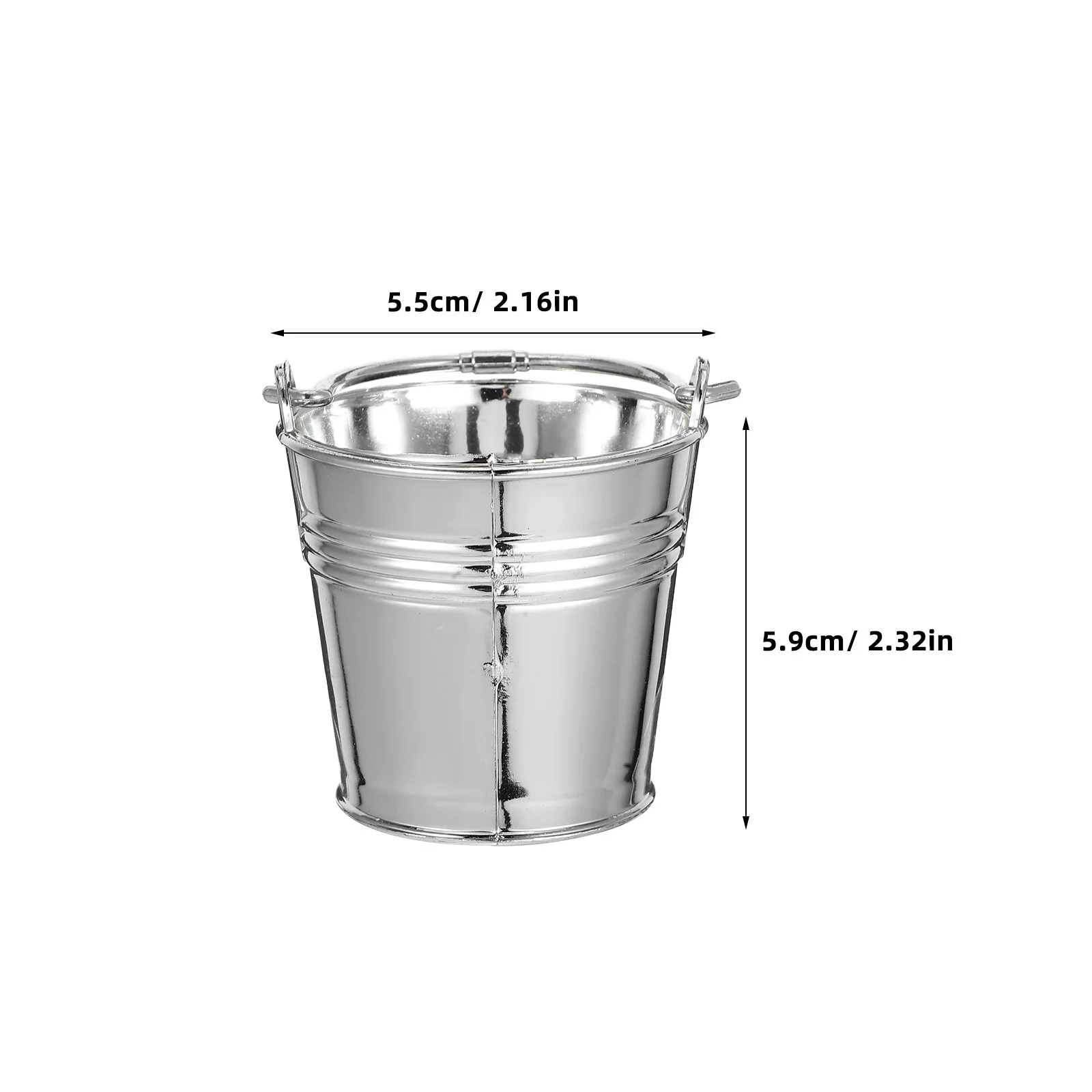 10Pcs Mini Buckets Silver Plastic Pails Small Kitchen Utensils Pretend Play Cooking Set Party Buckets with Handles