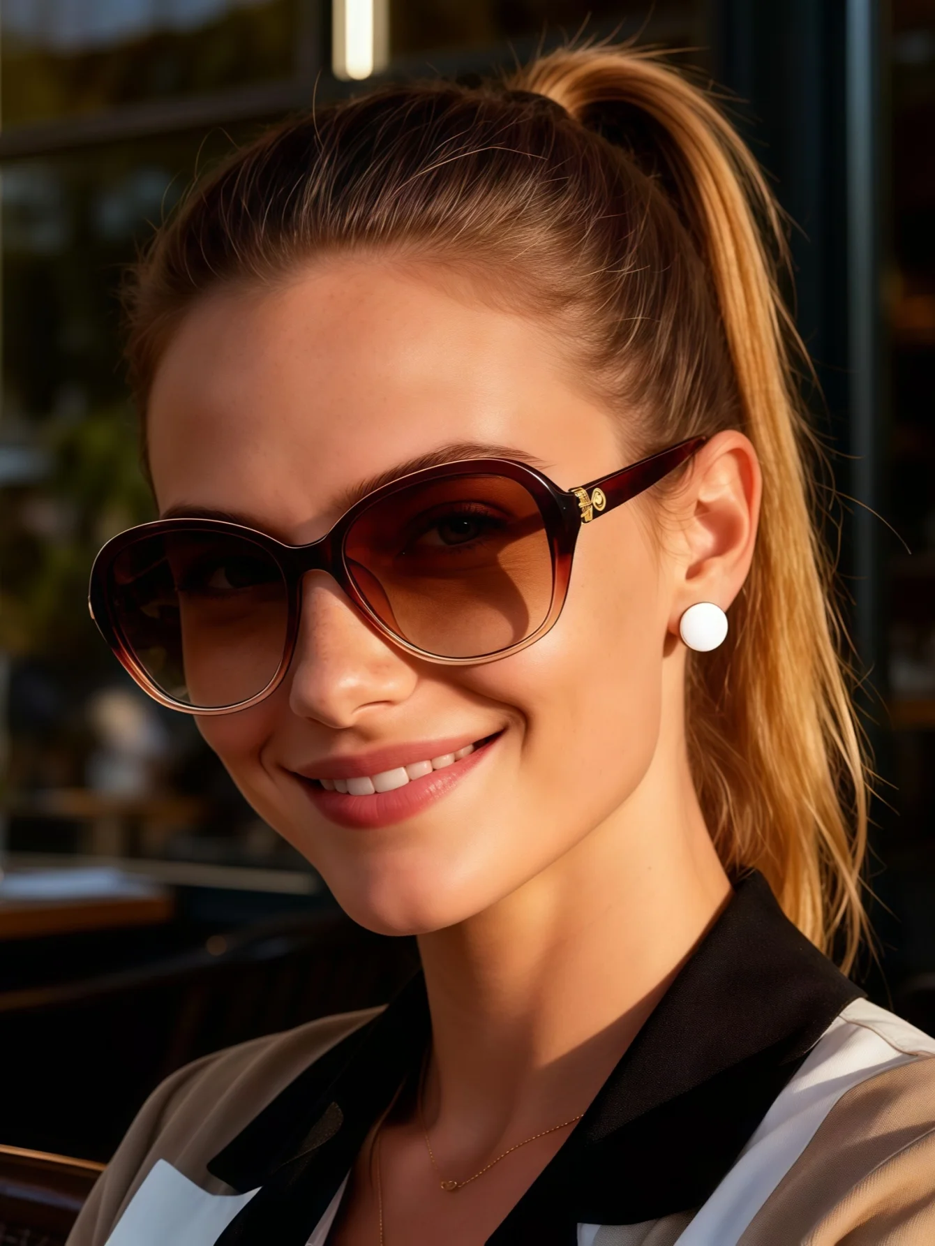 European and American women's retro round frame with metal plated accessories, exquisite and atmospheric sunglasses, daily sun p