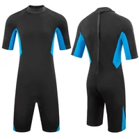 Traje de neopreno de 3mm para hombre, traje de buceo de una pieza de manga corta con cremallera frontal trasera, surf, buceo, natación, snorkel, kayak