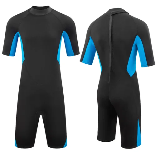 Traje de neopreno de 3mm para hombre, traje de buceo de una pieza de manga corta con cremallera frontal trasera, surf, buceo, natación, snorkel, kayak