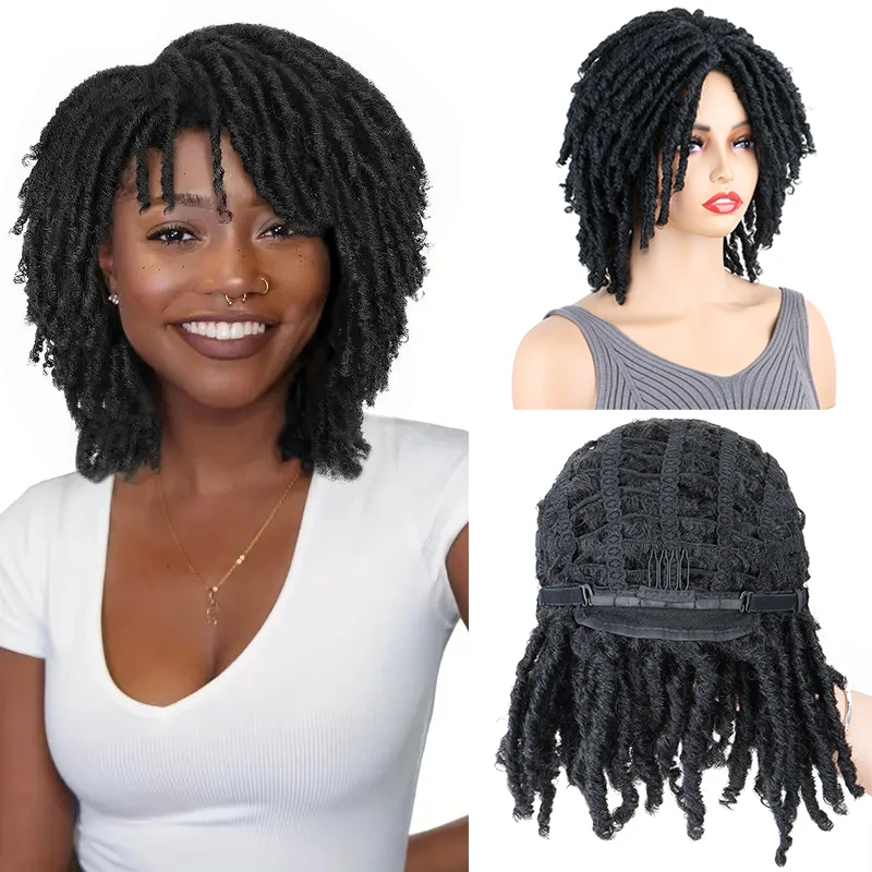 

6-дюймовые синтетические короткие парики Ombre Dreadlock для чернокожих женщин и мужчин с вьющимися концами афро парик Высококачественные повседневные парики