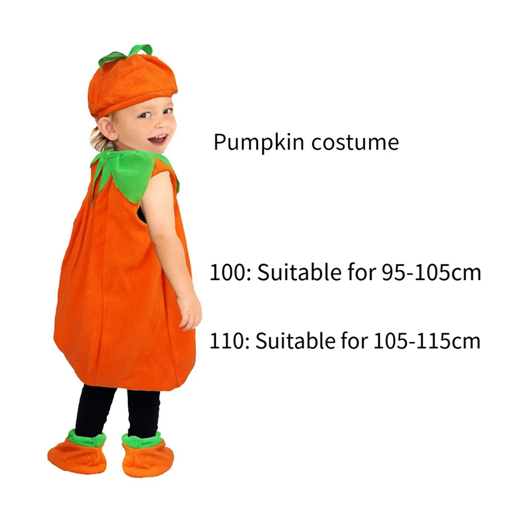 Disfraz de calabaza con sombrero para niños, ropa de escenario para Halloween, 110cm