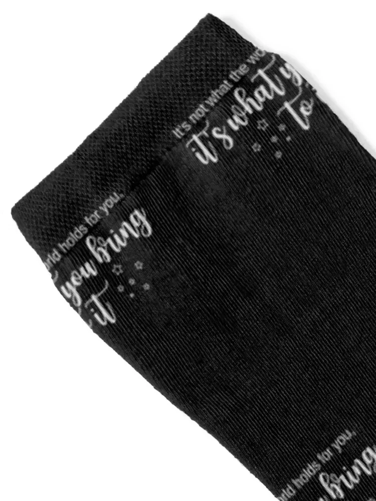 Its not what the world holds for you its what you bring to it Socks halloween hockey funny sock Sports Socks Woman Men's