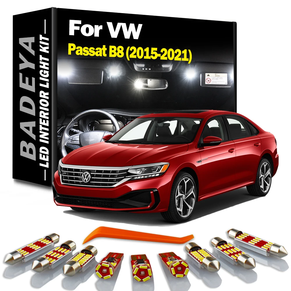 BADEYA 10Pcs LED Interior Reading Map Dome Trunk Light Kit For VW Passat B8 2015-2018 2019 2020 2021 Car Trunk Bulbs Accessories