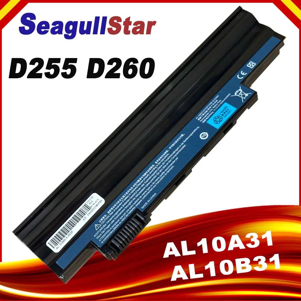 Laptop battery for Acer Aspire One 722 AO722 D255 D257 D257E AL10A31 AL10G31 Netbook D260 D270 Happy, Chrome AC700 AL10B31