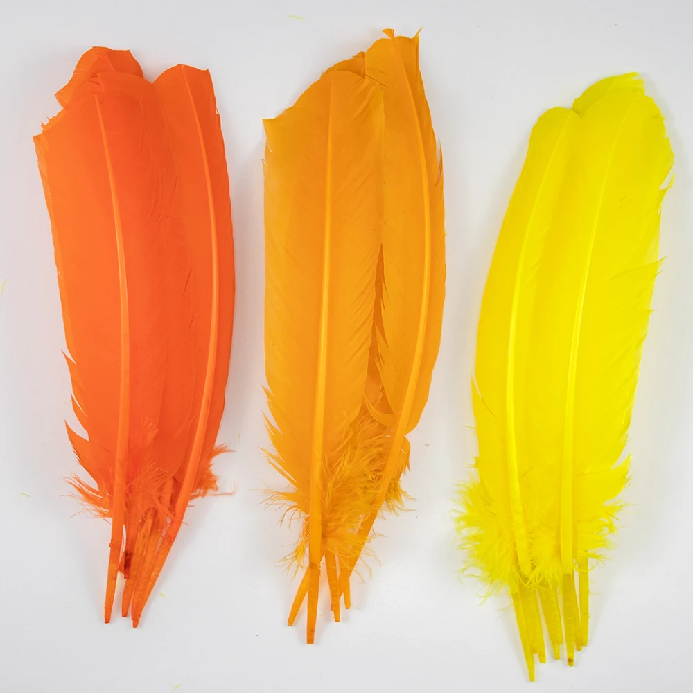 Multicolour Goose Plumes, Turkey Pointers, Quill Large Feathers for Crafts Jewelry Making Costume 25-35CM Plumas Decorativas