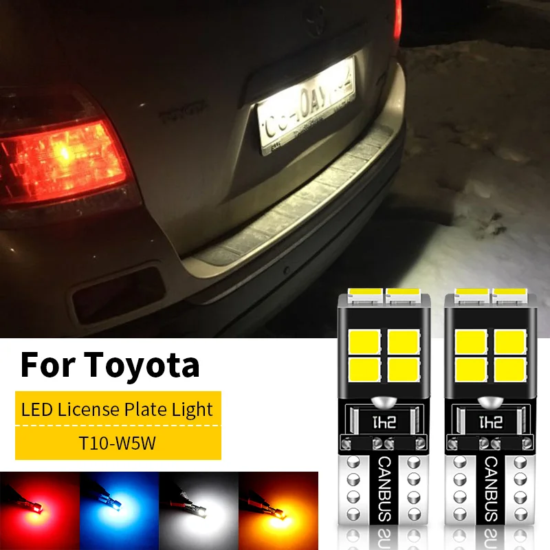 2pcs LED License Plate Light Bulb Lamp W5W T10 168 For Toyota FJ Cruiser 86 Camry 4Runner Avalon Corolla RAV4 Yaris C-HR Prius