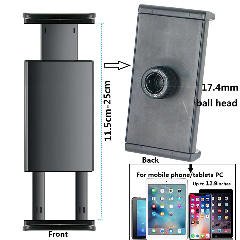 Universeller ausziehbarer Clip-Halter mit 17 mm Kugelkopf für Mobiltelefone, Mobiltelefone, Smartphones, Tablets, PCs – Detail 11