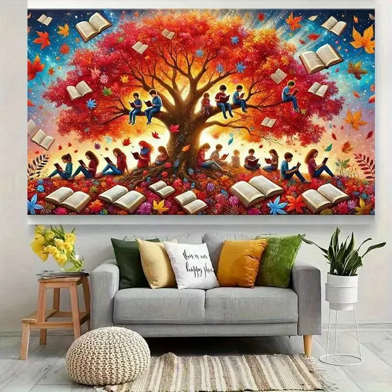 1 piece reading on a tree party banner festive decorative polyester banner wall room decoration tapestry Z260813