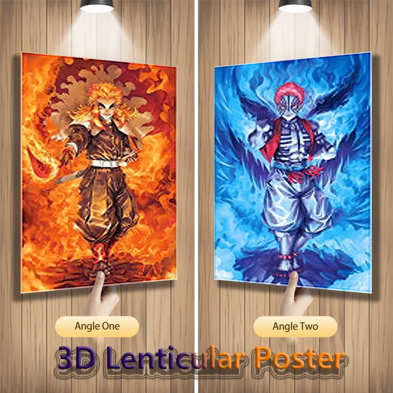 Rengoku Kyoujurou Demon Slayer Anime 3D Motion Lenticular Poster For Room Decor Wallpaper Flip Picture(Without Frame)