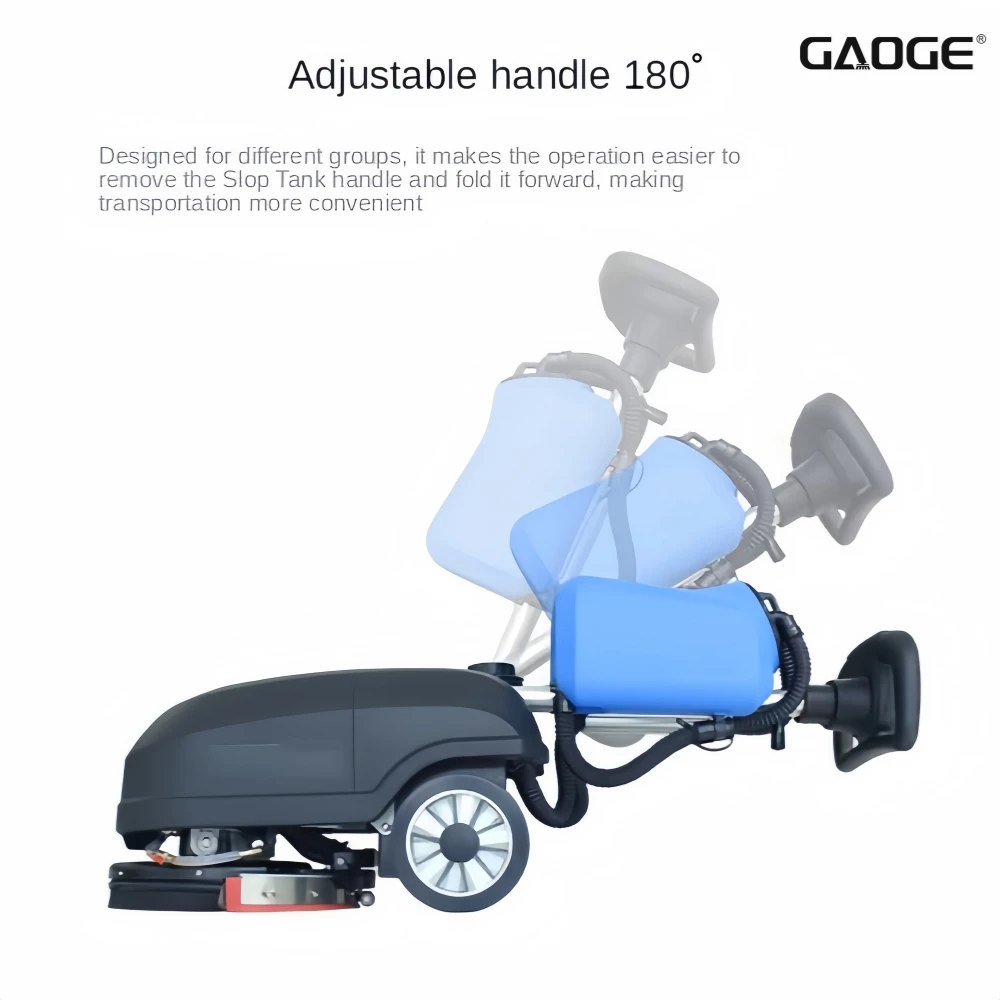 17'' Brush Foldable Walk Behind Hand Push Floor Scrubber Machine 5.6 Gal