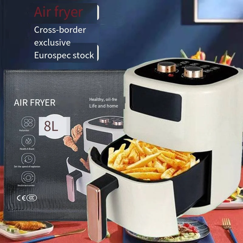 

Hot Sale 8L European Standard air Fryer, Household Large Capacity Multifunctional Smokeless French Fry Mechanical Electric Fryer