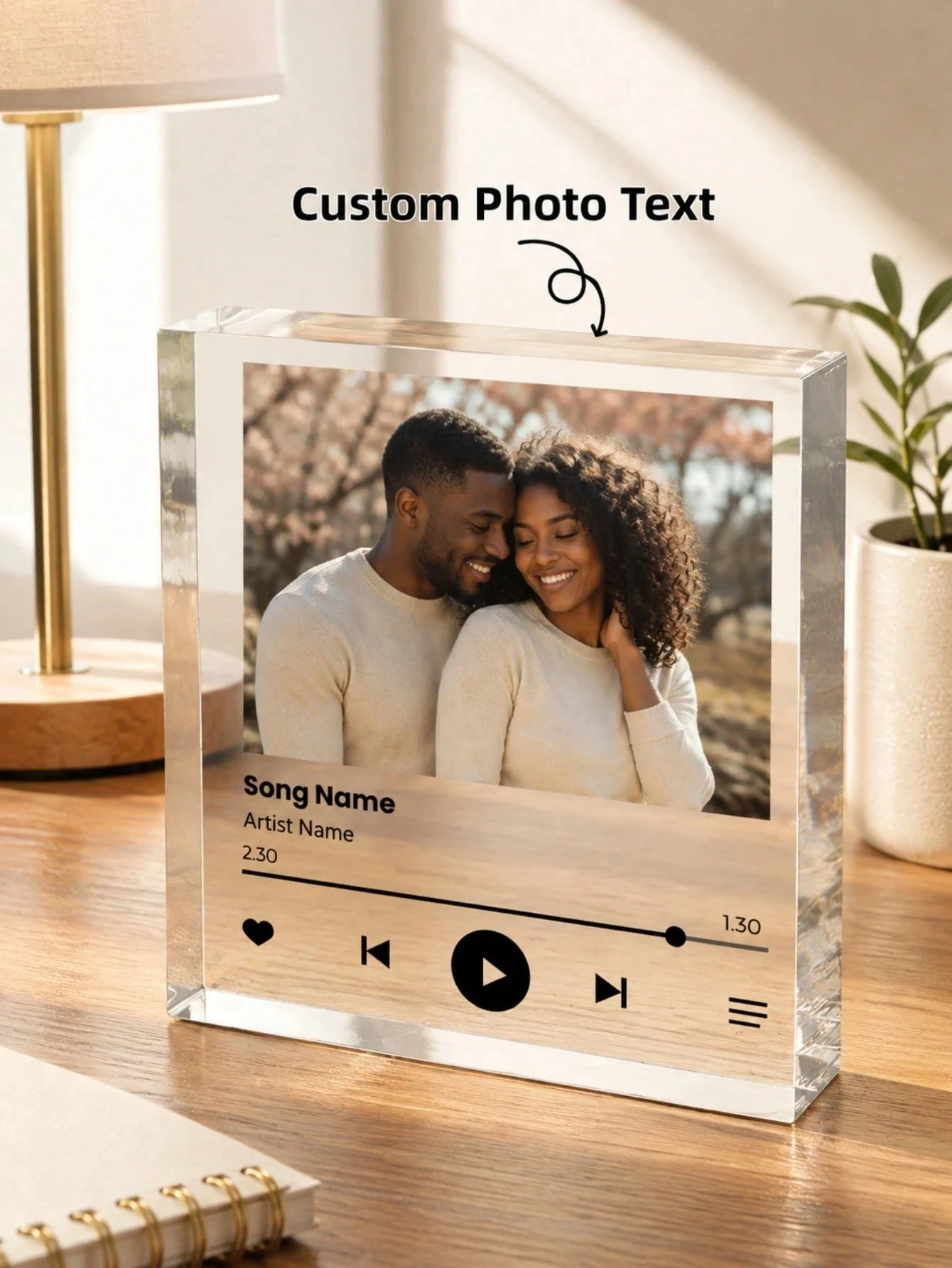 Personalized Acrylic Photo Plaque With Music, Customizable Romantic Gift For Valentine's Day, Anniversaries