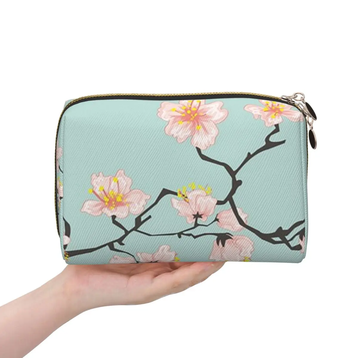 Sakura Cherry Blossom Japanese Flowers Women Cosmetic Bag Travel Makeup Organizer Pouch Toiletry Storage Dopp Kit Box