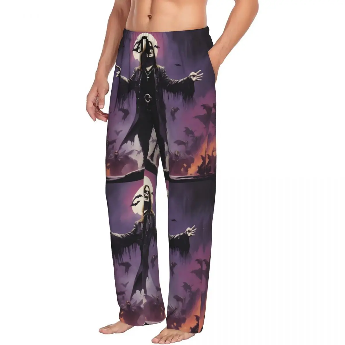 مخصص طباعة الرجال Ozzy Osbourne بيجامة السراويل أمير الظلام ملابس خاصة صالة النوم قيعان مع جيوب