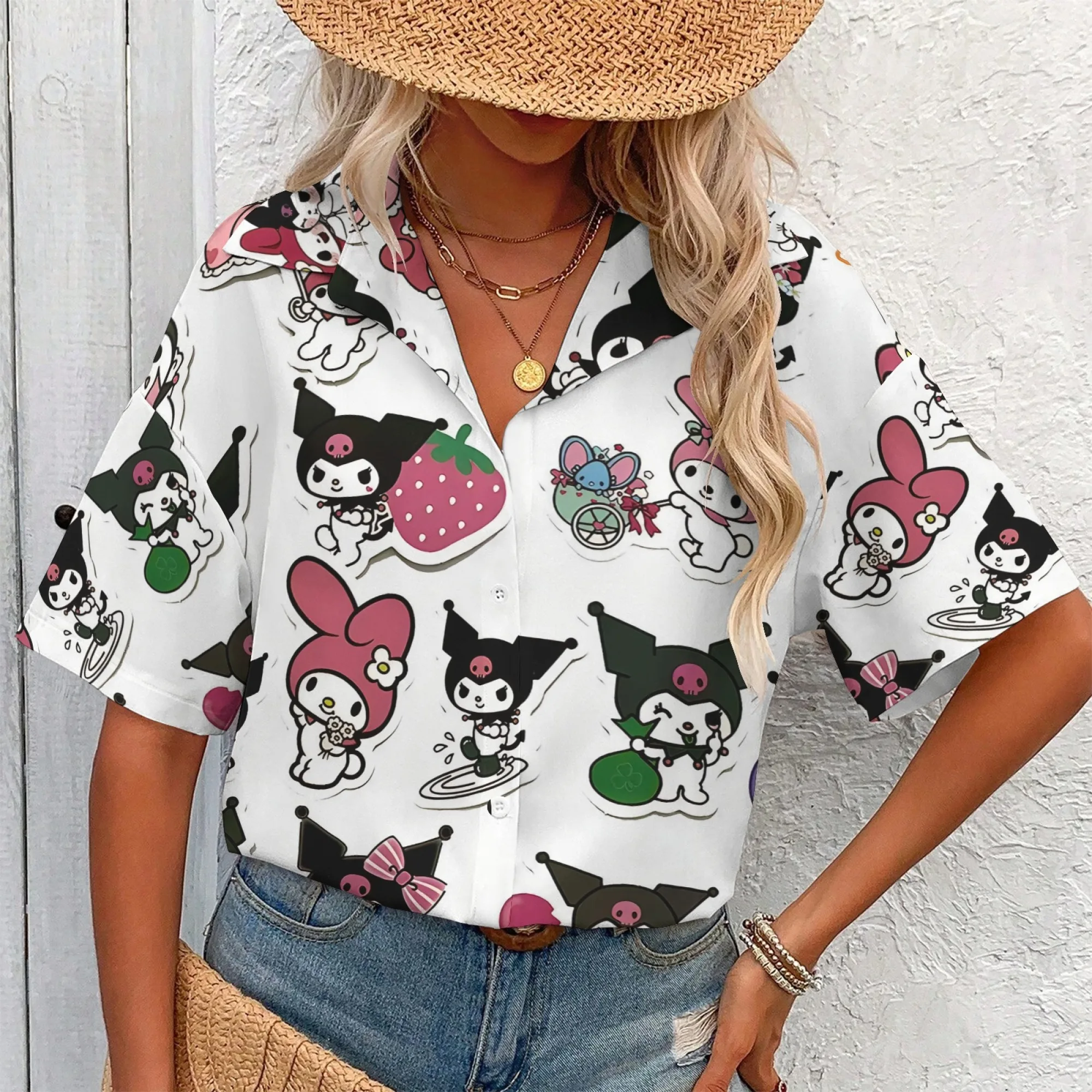 Kemeja Kuromi Kaos Lengan Panjang Wanita untuk Wanita Kaos Wanita Kemeja Kuromi untuk Anak Perempuan 11 Hingga 12 Tahun Pakaian Wanita Anak