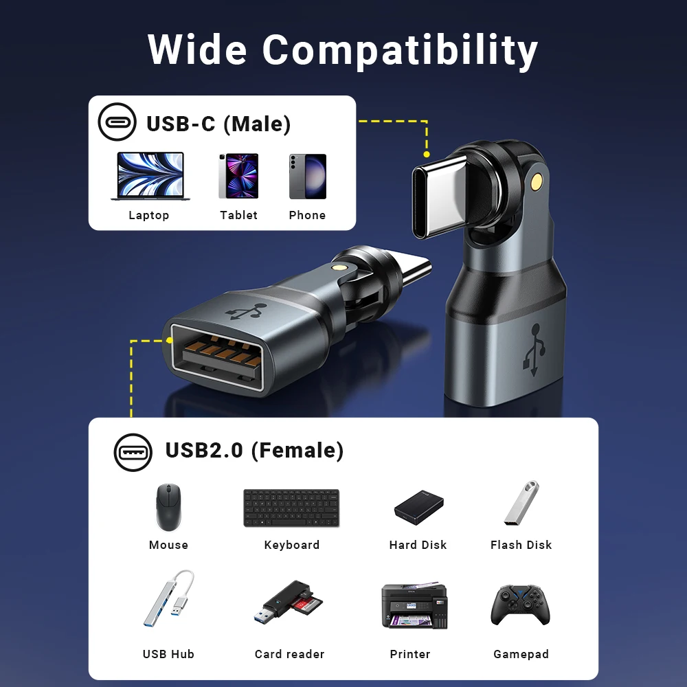 AUFU Magnetyczny adapter USB OTG 9-pinowy konwerter USB typu C na USB żeński do iPhone'a Macbook Samsung S22 Xiaomi USBC OTG Connector — zdjęcie produktu 6