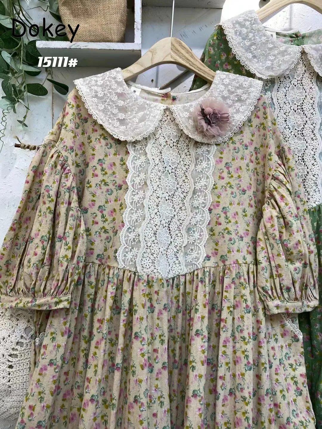 Imagem -04 - Laço Bordado Vintage Feminino com Babados Menina Japonesa Mori Peter Pan Collar Vestido Lolita Vestido Casual Solto de Verão Mulheres