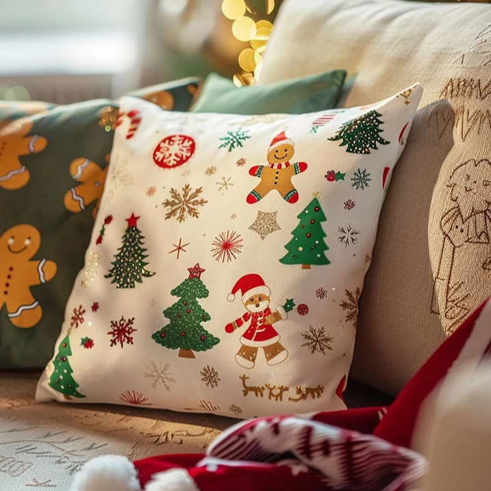 Christmas Pillow Cover Ins Red Cushion Nordic New Year Pillowcase Holiday Sofa Living Room Pillow Backrest Home Decoration