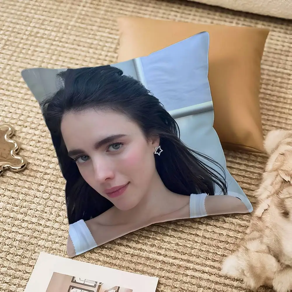 M-Margaret Q-Qualley صورة كيس وسادة مكافحة الغبار المخدة غير مرئية سستة حريري أفخم أريكة