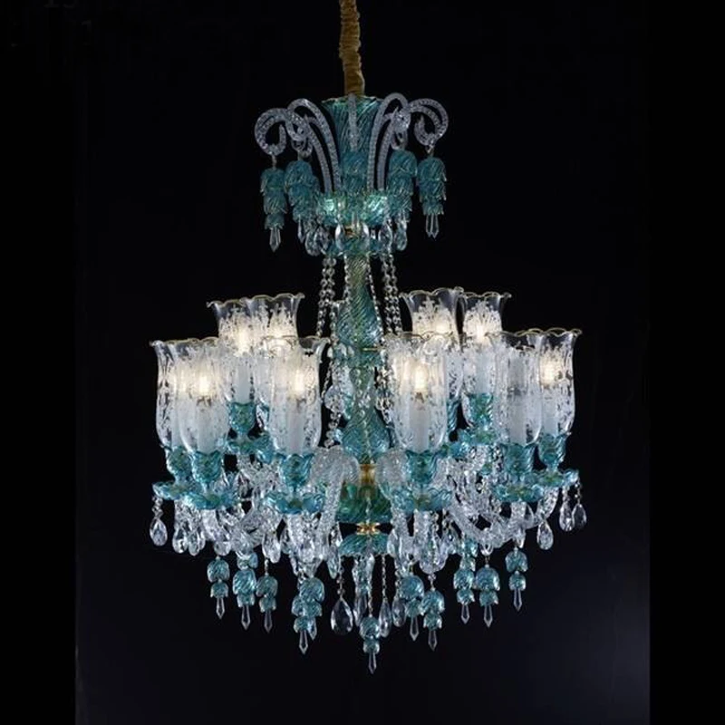 Led Chandeliers Living Room Crystal Lamp Modern Restaurant Bedroom Study Candle Light Glass Fixture Lamps Long Chandelier ZG834