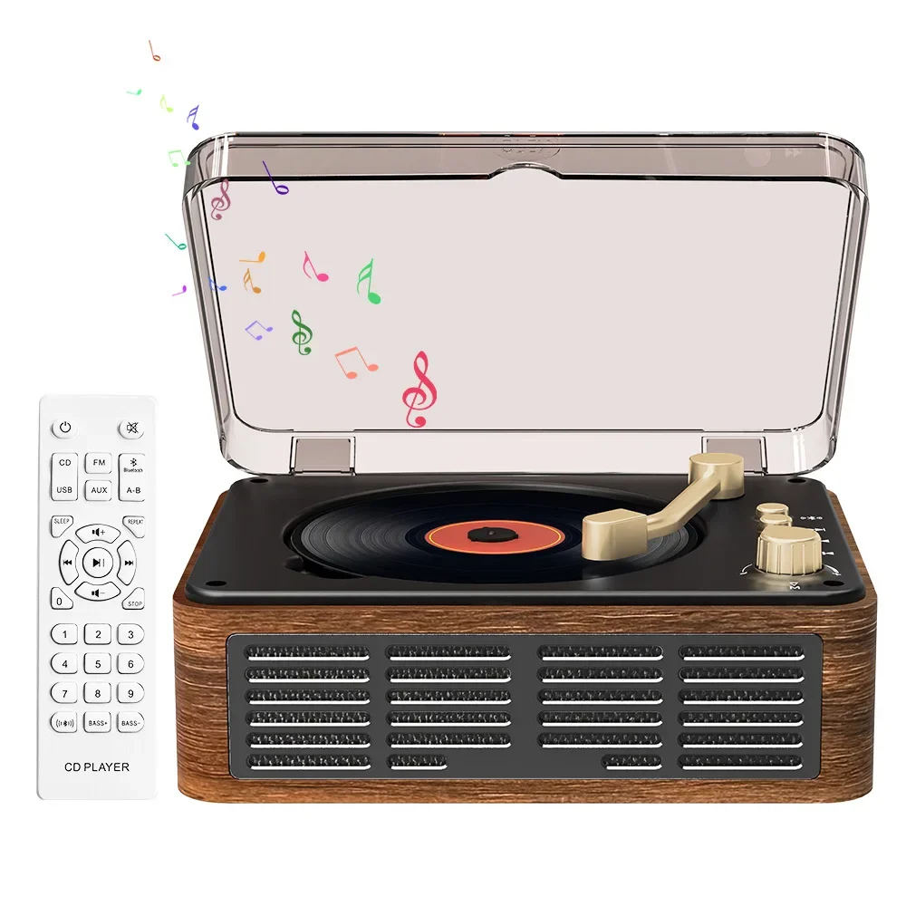 

# Аудиофильский CD-плеер Bluetooth SpeakesUSB Музыкальный проигрыватель Цифровой оптический выход Ретро Элегантный домашний HIFI CD-плеер FM